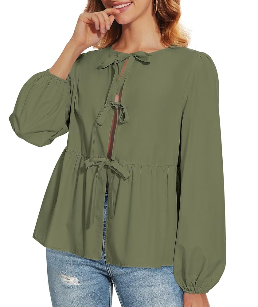 The Vienna Tie-Front Peplum Blouse