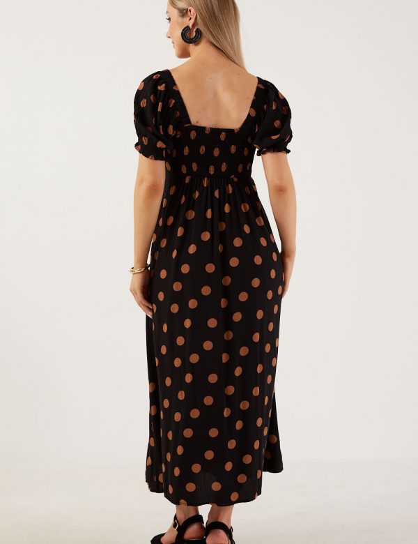 Midnight Dots Puff Sleeve Maxi